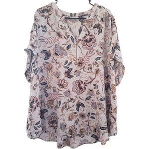 Maurices Floral Blouse in Cream and Brown
